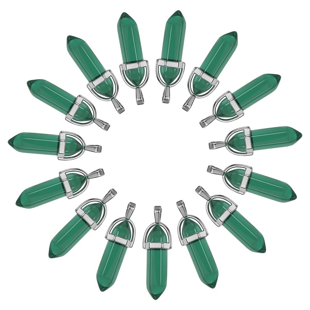 7560 15 Pcs Hexagonal Crystal Pendant, Quartz Point Glass Pendant Gemstone